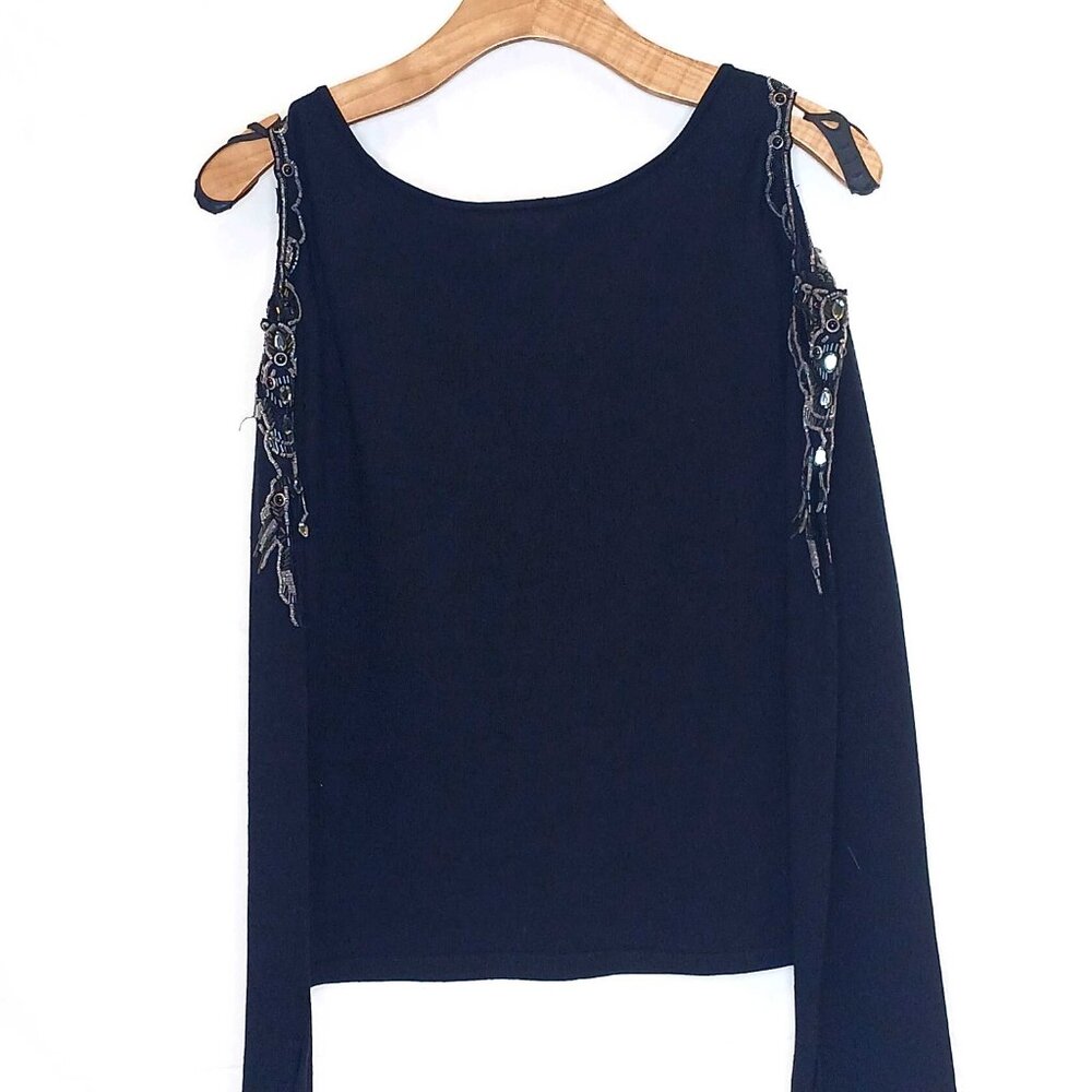 Cache Beaded Cold Shoulder Top - image 2